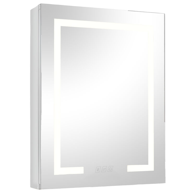 Wall Mount Recessed Medicine Cabinet with 2-Side Mirror and Lighting