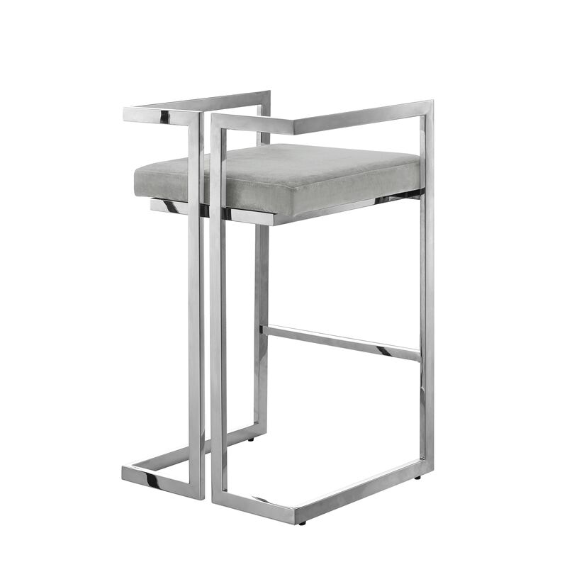 Inspired Home Anjali Velvet Bar Stool/Counter Stool