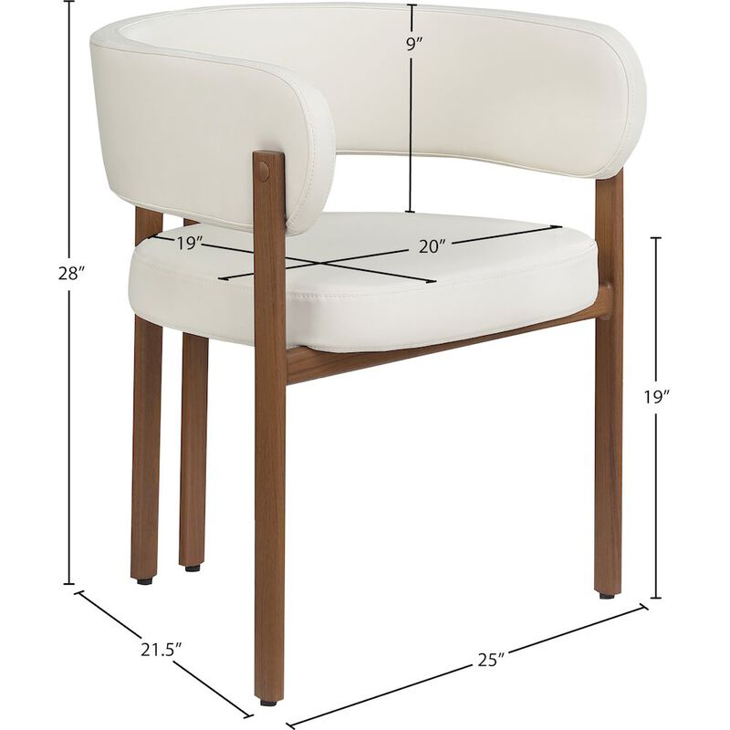 Meridian Furniture Gideon Cream Vegan Leather Dining Chair, Set of 2