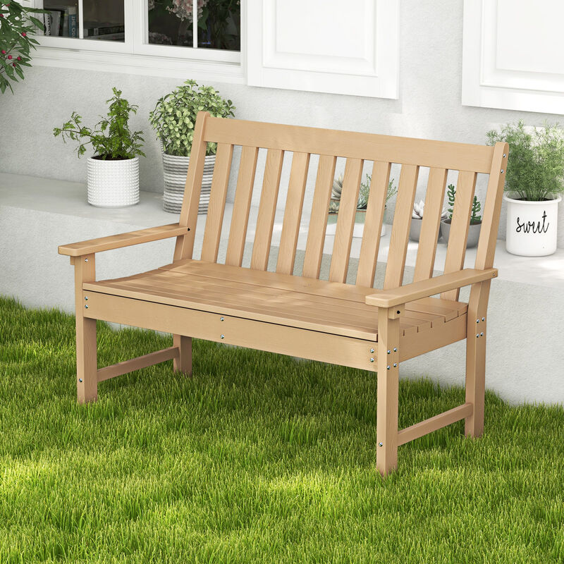 All-Weather HDPE Outdoor Bench with Backrest and Armrests