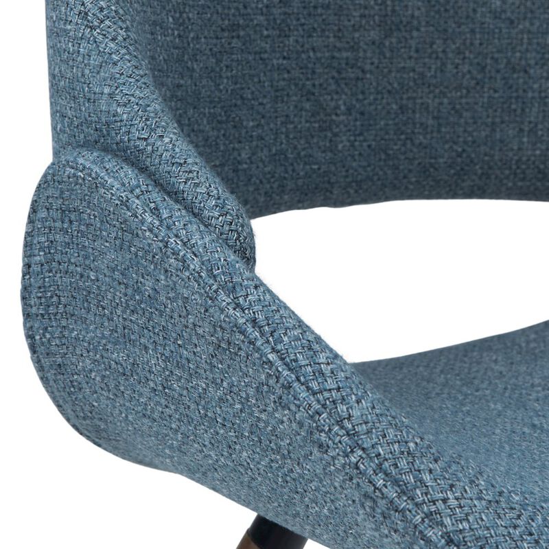 Simpli Home Malden Bentwood Dining Chair In Denim Blue Woven Fabric