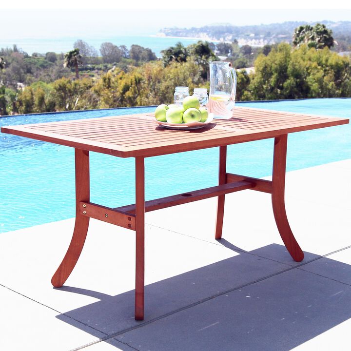 Malibu Outdoor Rectangular Dining Table with Curvy Legs