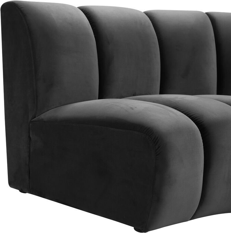 Meridian Furniture Infinity Grey Velvet 3pc. Modular Sectional image number 6