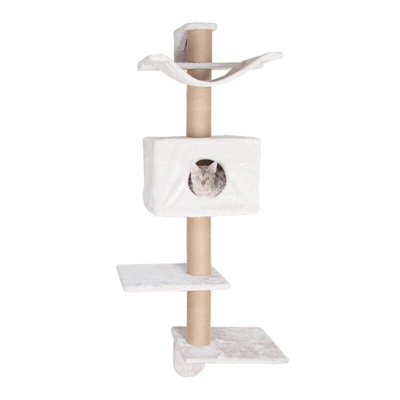 TRIXIE Dayna Jute & Plush 5-Level 60" Wall Mount Cat Tree w-Scratching Post & Condo image number 0