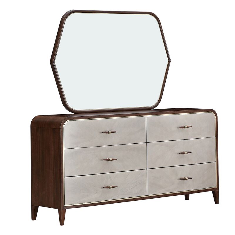 Michael Amini Houston Dresser with Mirror - Walnut