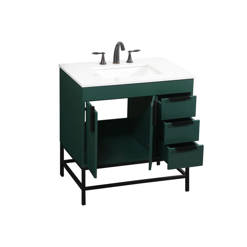 Elegant Kitchen and Bath 32 inch Single bathroom vanity in green