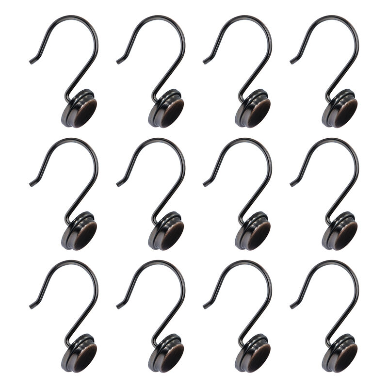 Utopia Alley Rust-Resistant Metal Shower Curtain Hooks, Decorative Round Base Design - Set of 12 image number 3