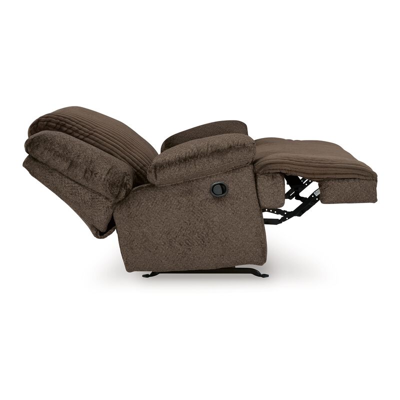 Vincent Manual Rocker Recliner Chair, Chocolate Brown Corduroy Fabric - Benzara