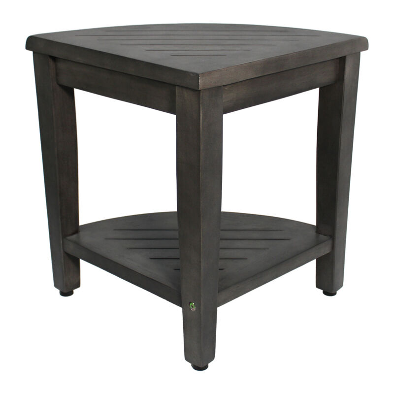 CoastalVogue SnazzyCorner Antique Gray 18"H Corner Shower Bench With Shelf