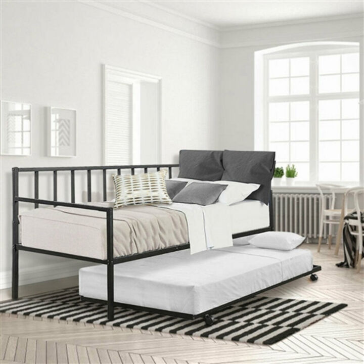Metal Daybed with Pull-Out Trundle – Perfect for Guest Rooms and Small Spaces