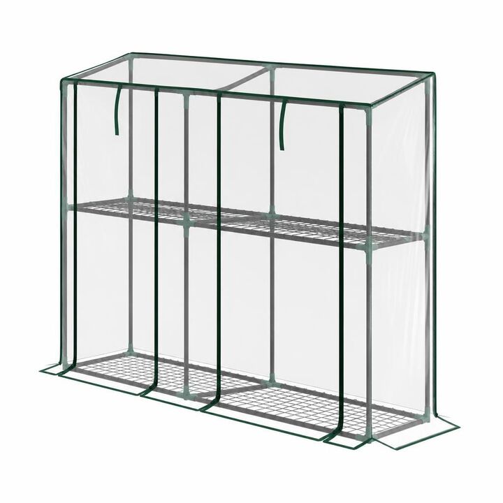 WOW PIONEER Portable Lean-to Wall Greenhouse with Three-Tier Six Wire Shelves for Plant Protection, Growing and Space-Saving Outdoor Indoor Use