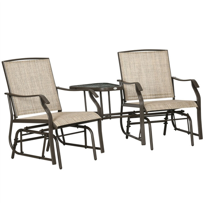 Double Patio Glider With Tea Table for Outdoor Spaces
