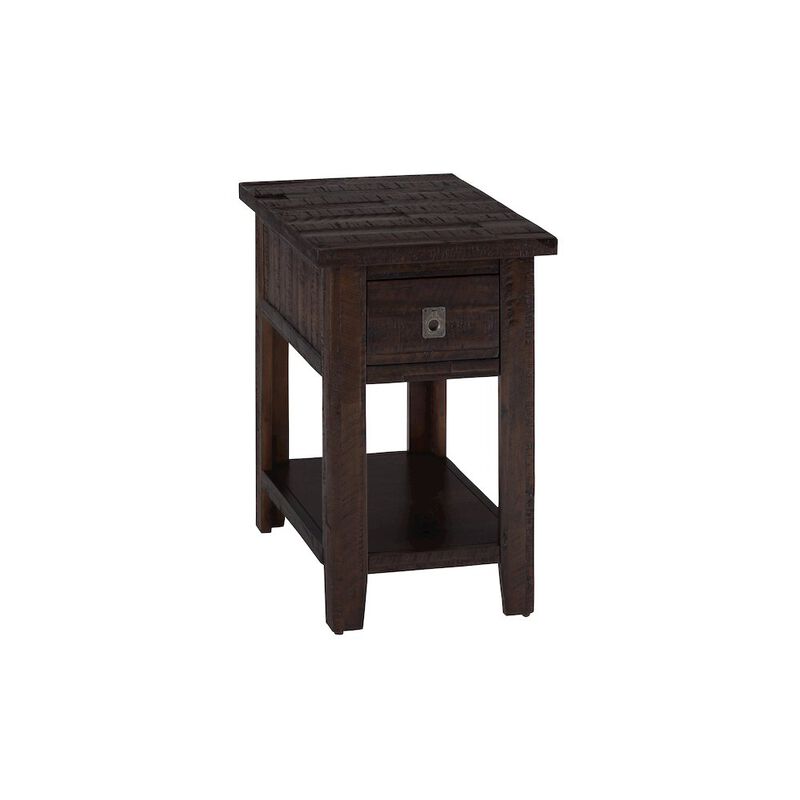 Jofran Kona Grove Distressed Rustic Solid Acacia Chairside End Table with Shelf