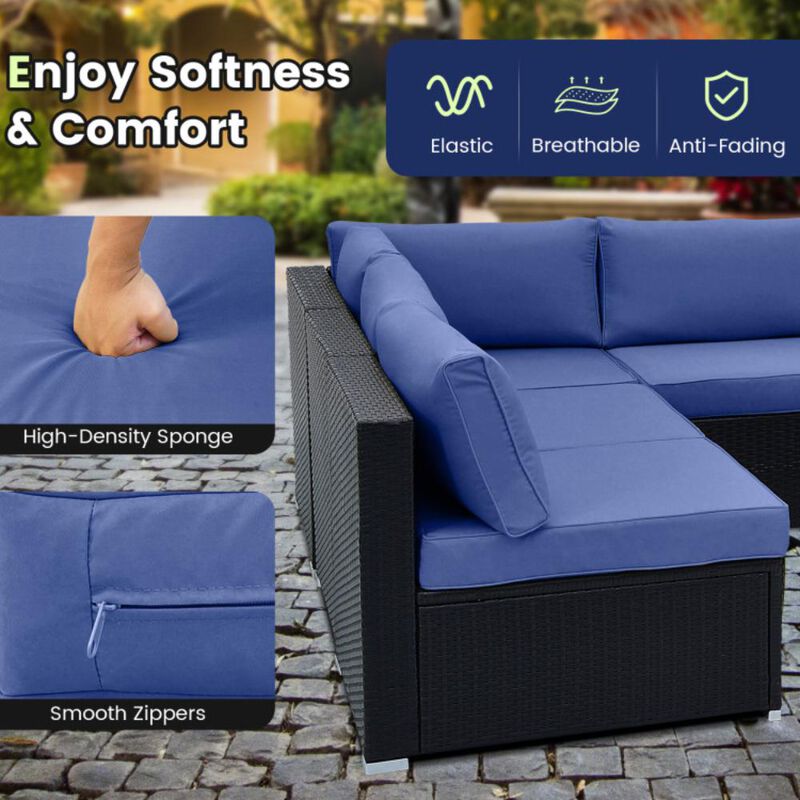 Hivvago 10 Piece Outdoor Wicker Conversation Set with Seat and Back Cushions