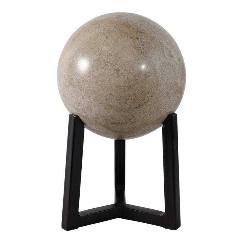 14x8" Marble Orb On Stand, Ivory/black image number 3