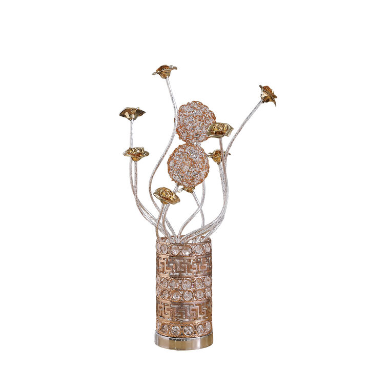 Hivvago 22" Silver And Rose Gold Metal And Acrylic Flowers Bedside Lamp
