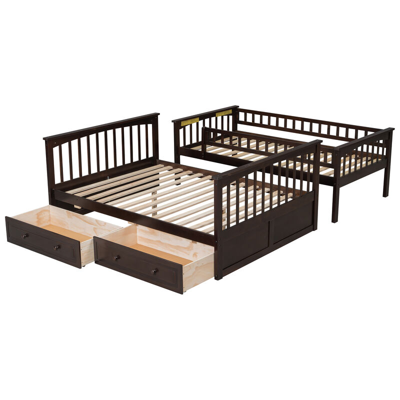 Merax Twin over Full Bunk Bed with Drawers