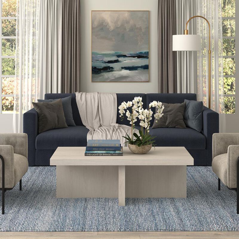 Hudson&Canal Elna 44 Wide Rectangular Coffee Table in Alder White