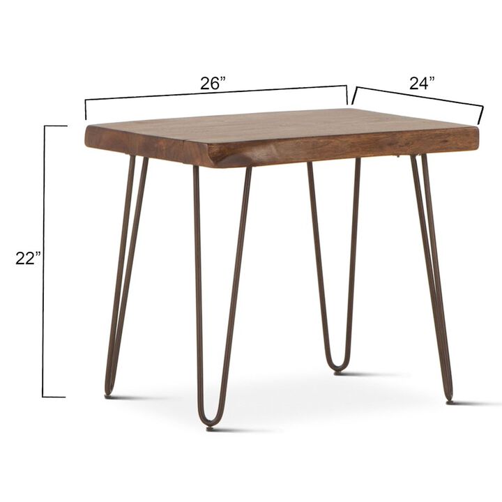 World Interiors Grandby 26" Side Table in Acacia with Walnut Finish