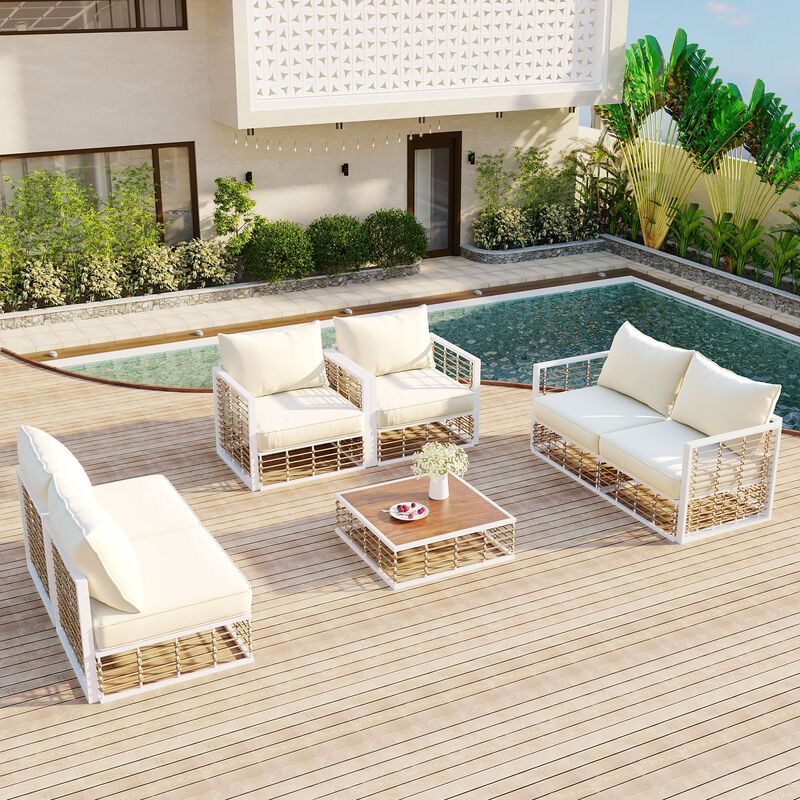 Vaswan Metal Patio Sectional Sofa Set image number 2