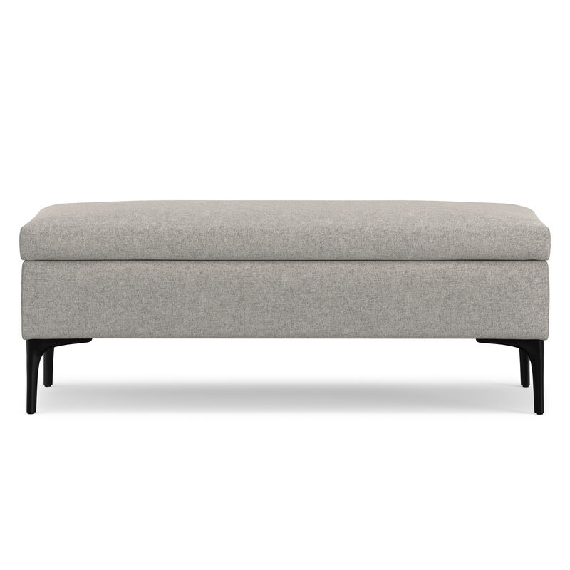 Rebecca 48 inch Wide Mid Century Modern Rectangle Large Coffee Table&nbsp;Storage Ottoman with Lift up Lid in Cloud Grey Polyester , Assembled image number 5