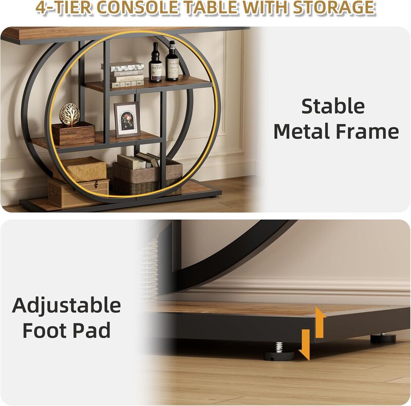 41.3" Industrial Rustic Brown Console Table image number 5