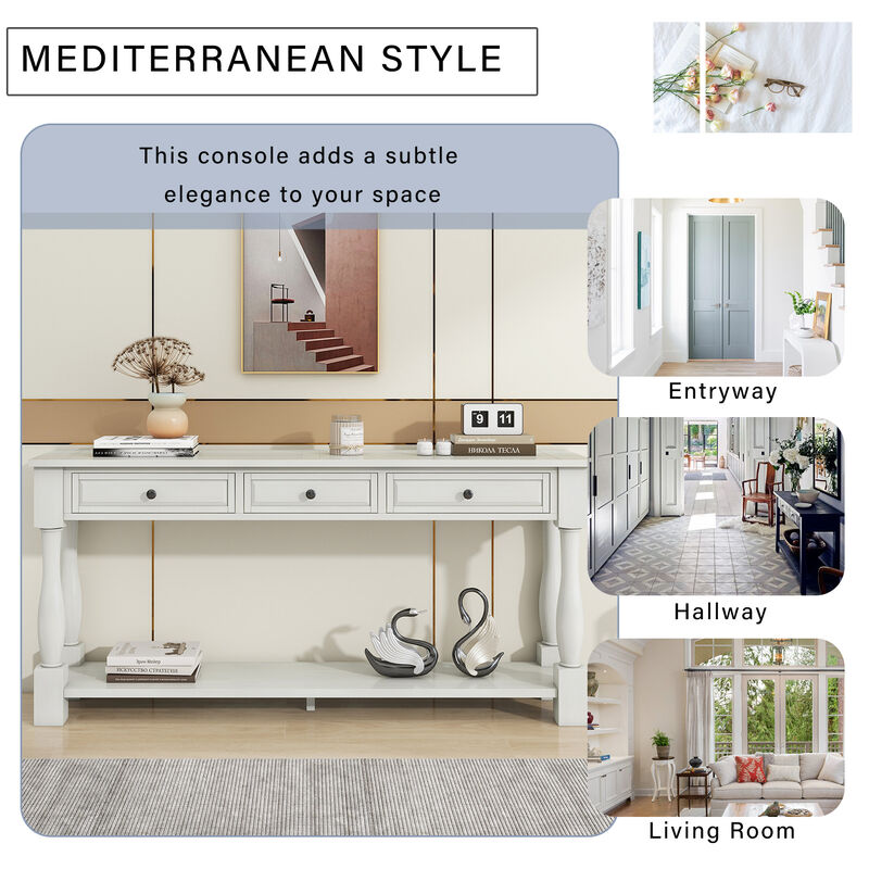 Merax Long Console Table with 3 Drawers