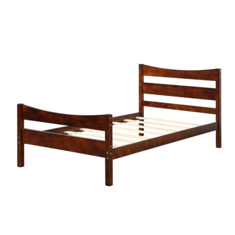 Farmhouse Style Solid Pine Platform Bed – Wood Finish Frame