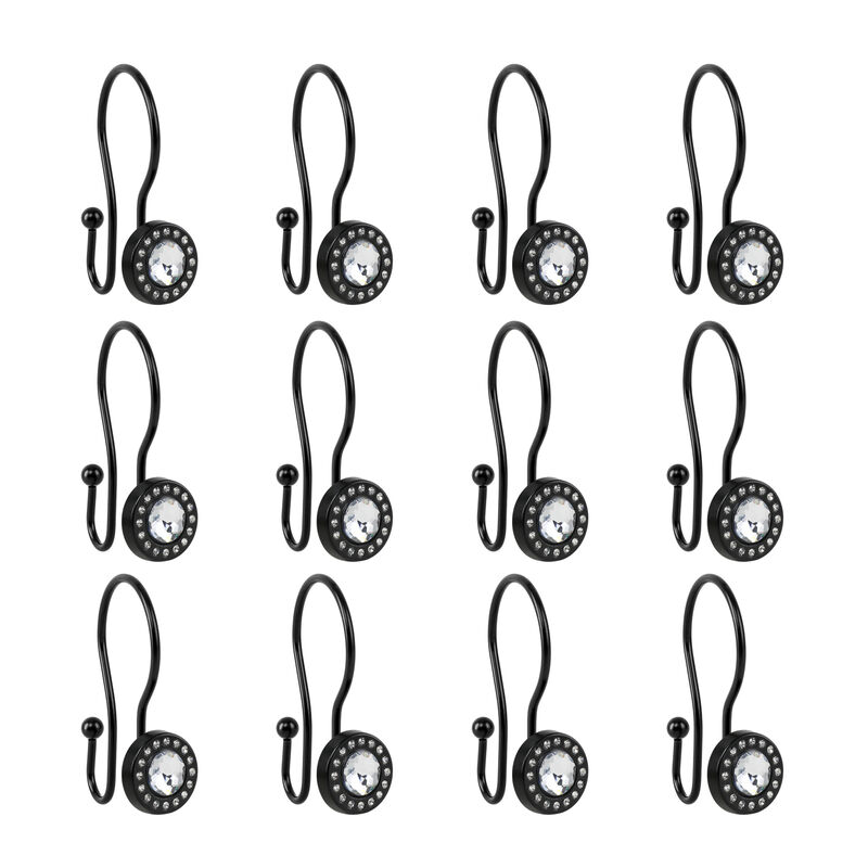 Metal Double Shower Curtain Hooks, Set of 12 image number 4