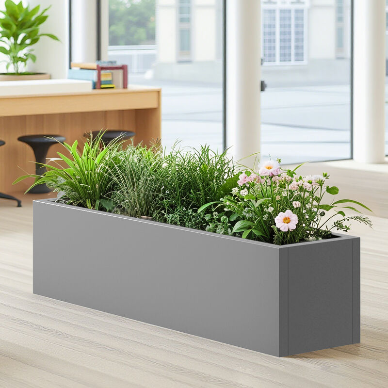 Metal Rectangular Planter with Drainage Holes