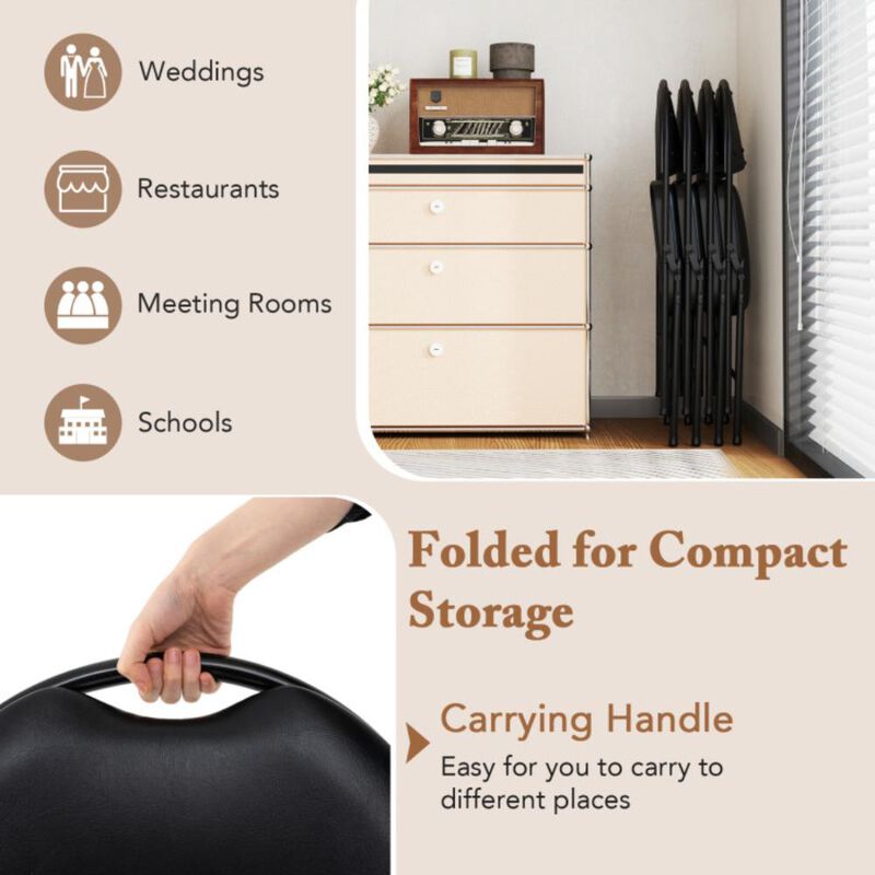 Hivvago 2 Pack Padded Folding Chairs with Metal Frame and Carry Handle