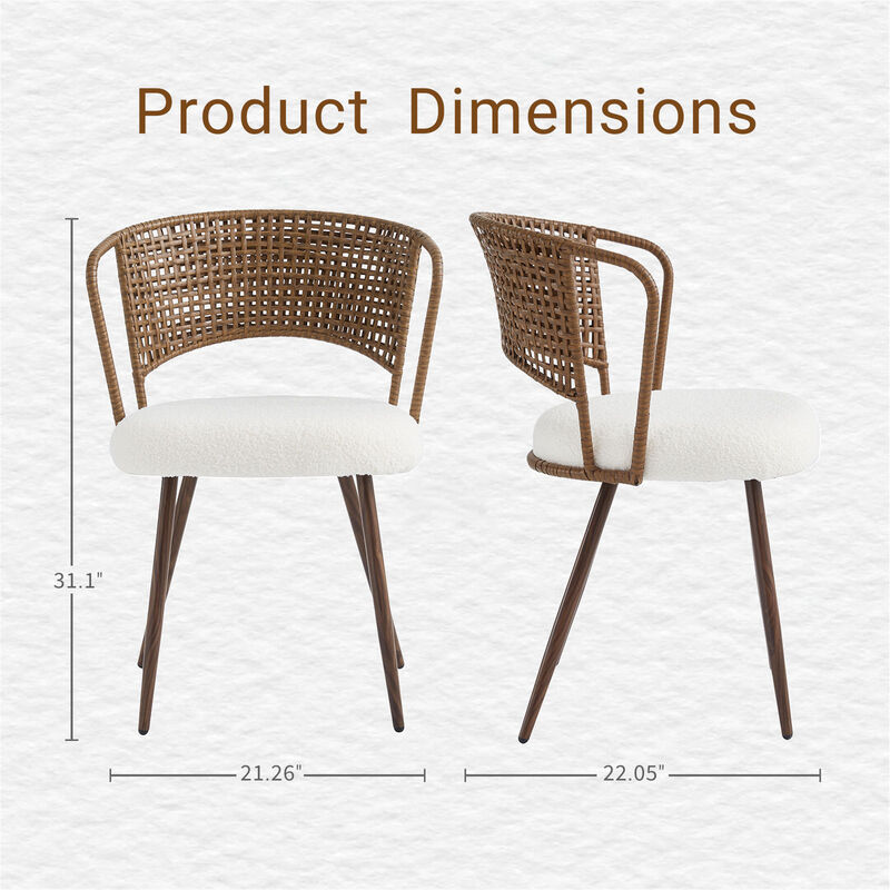Farmhouse Wicker Soft Dining Chairs Set of 4 image number 3