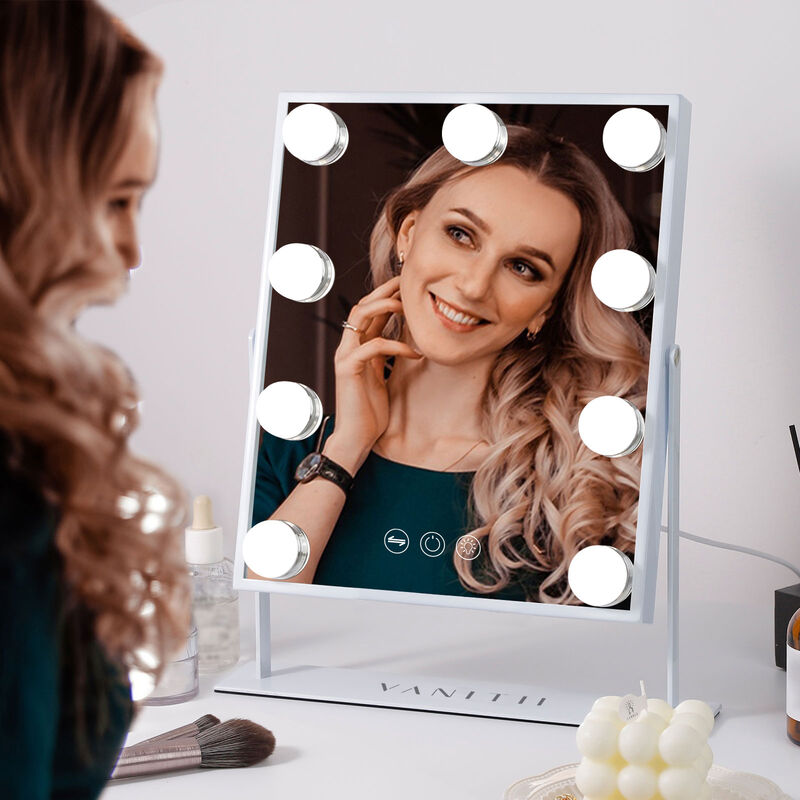 10''*12'' Hollywood Makeup Vanity Mirror With 9 LED Bulbs White