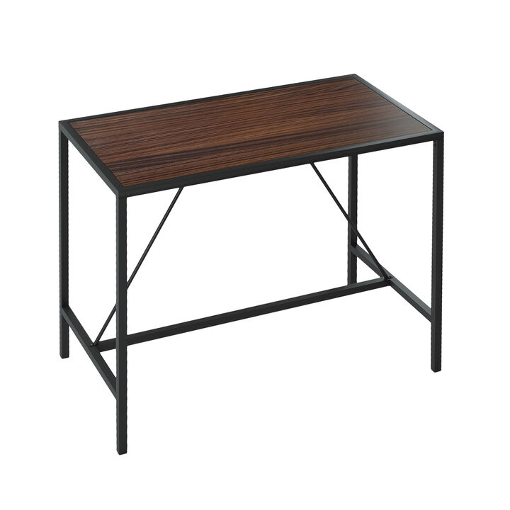 Riley Indoor Walnut Metal Pub Dining Table with Metal Frame