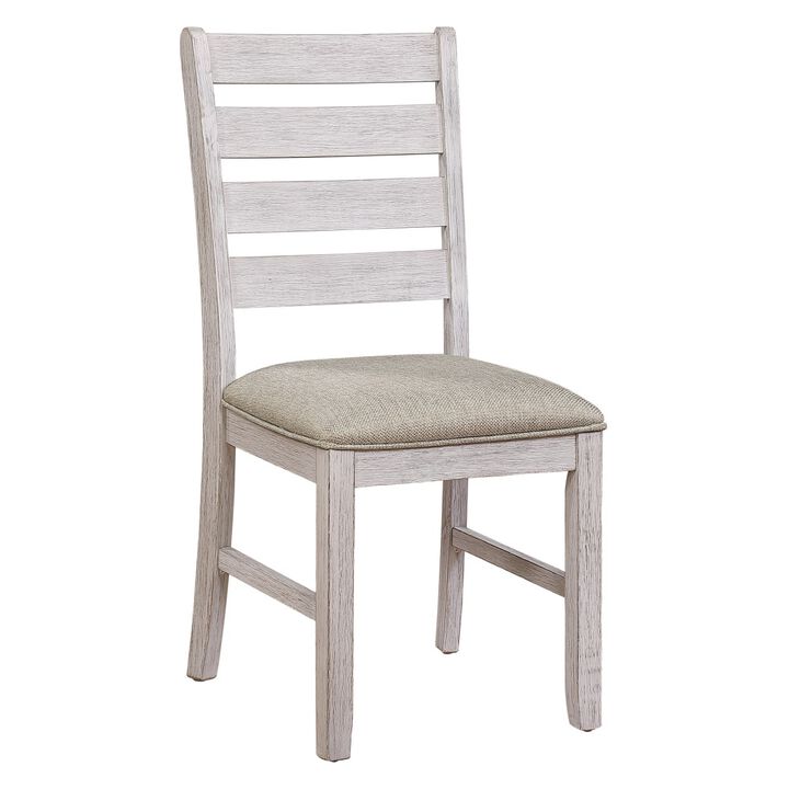 Casual Dining Room Side Chairs 2pc Set Grayish White Finish Upholstered Seat Transitional Design Furniture