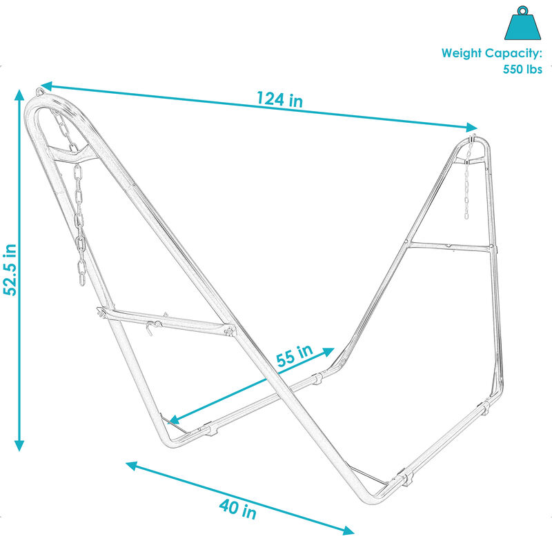 Sunnydaze Powder-Coated Steel Universal Hammock Stand - 124 in