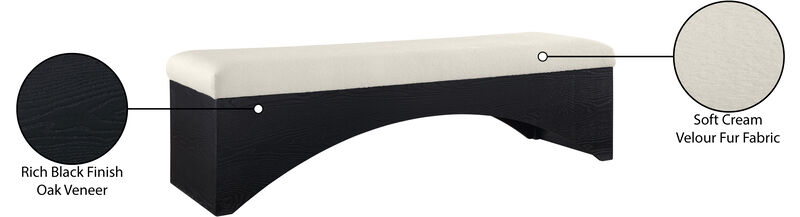 Meridian Furniture Lawson Cream Velour Fur Fabric Bench