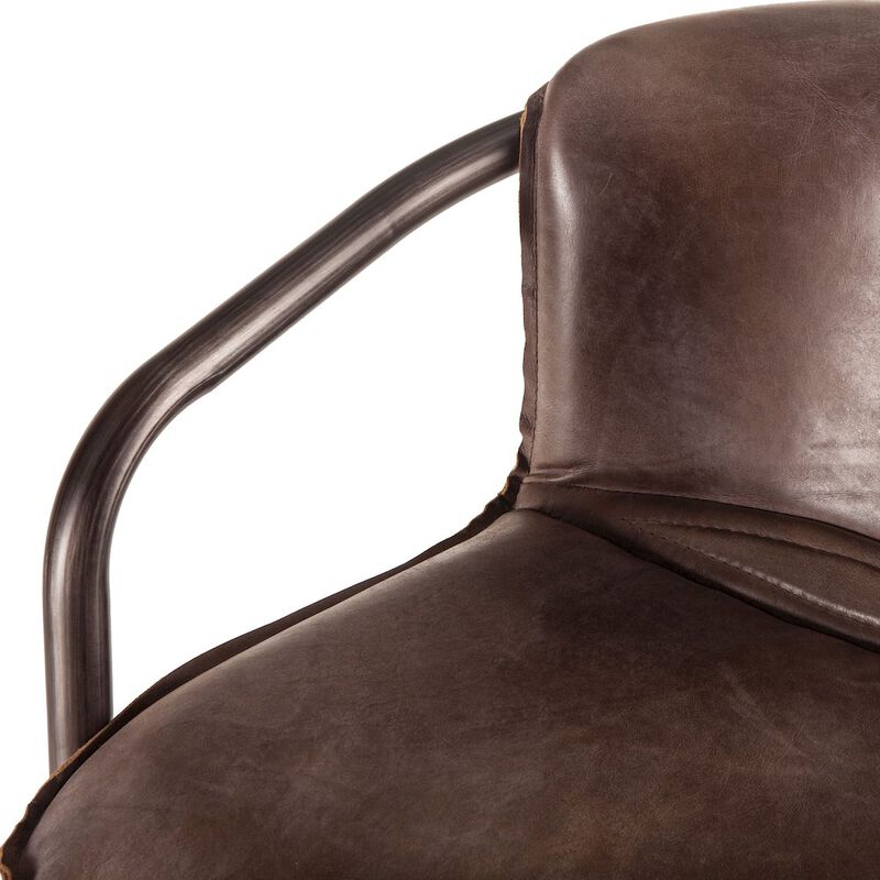 World Interiors Chiavari Bar Chairs in Jet Brown Leather and Steel