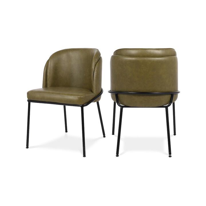Meridian Furniture Jagger Olive Vegan Leather Dining Chair, Set of 2
