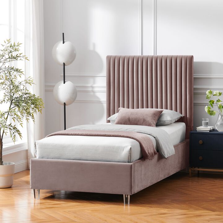 Inspired Home Jaylanie Velvet Platform Bed
