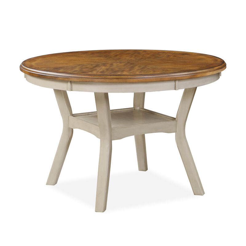 Beas 5 Piece Dining Table and Chair Set, Brown, Beige Wood, Fabric Seating - Benzara