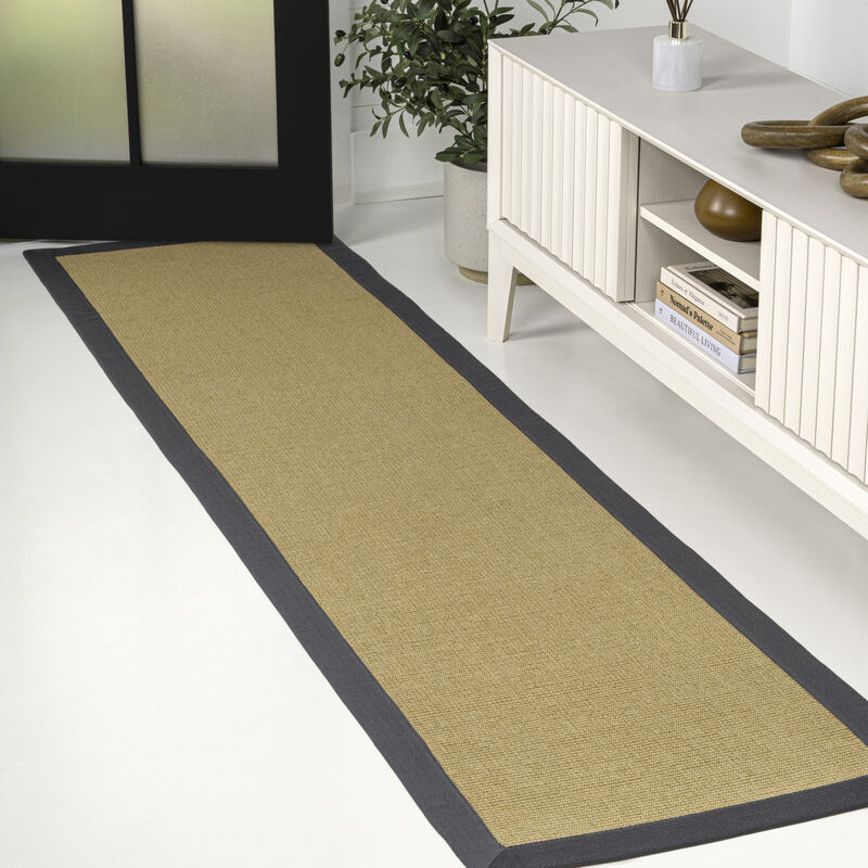 Camden Farmhouse Cottage Border Jute Area Rug