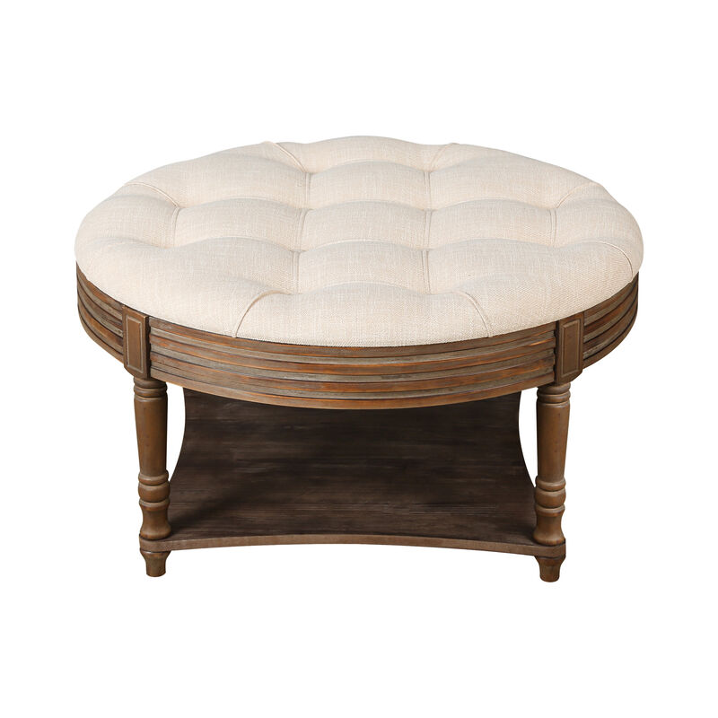 GOODSILO Large Round Waterproof Storage Ottoman Coffee Table with Button Tufted Design image number 0