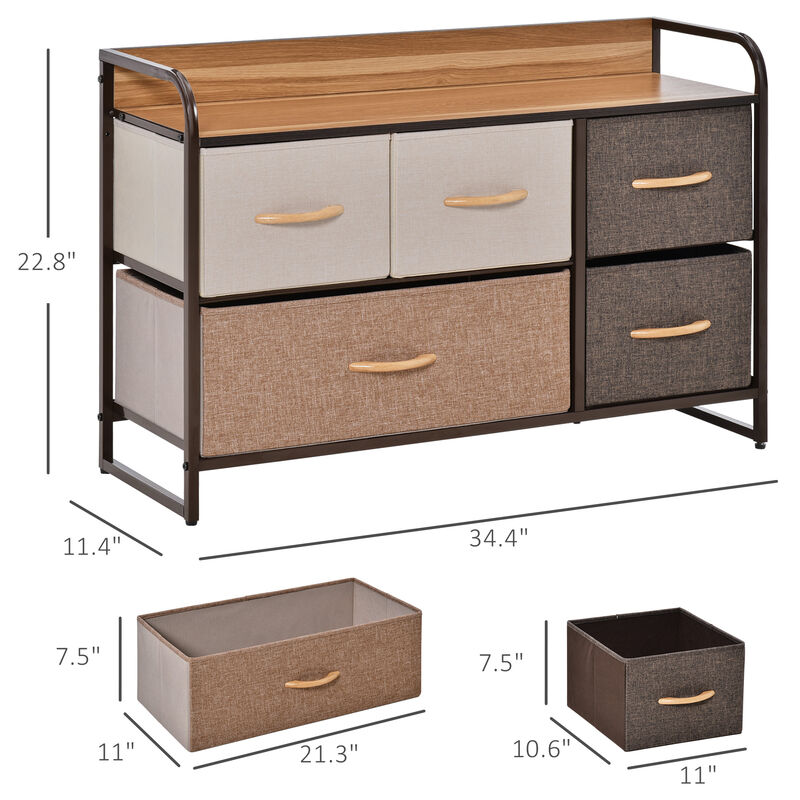 Hivvago 2-Tier Storage Tower with 5 Drawers for Bedroom image number 2