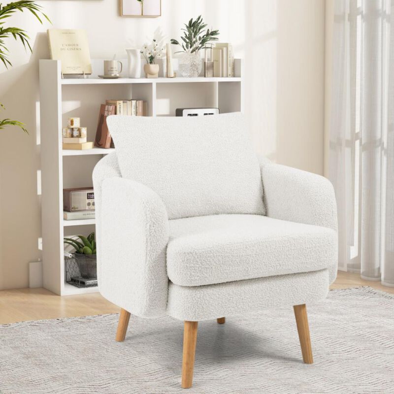 Hivvago Sherpa Accent Chair Modern Living Room Chair with Seat Cushion