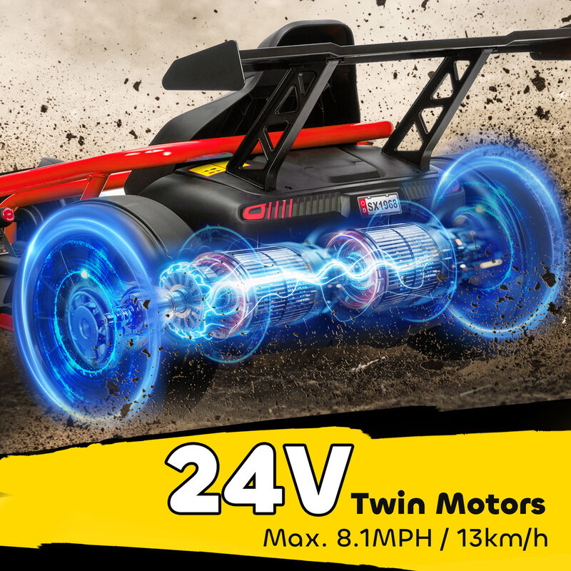 BreeBe 24V 7AH Kids Electric Go Kart, 8.1 MPH Battery Powered Drift Kart with Dual Motors, Soft Start image number 4