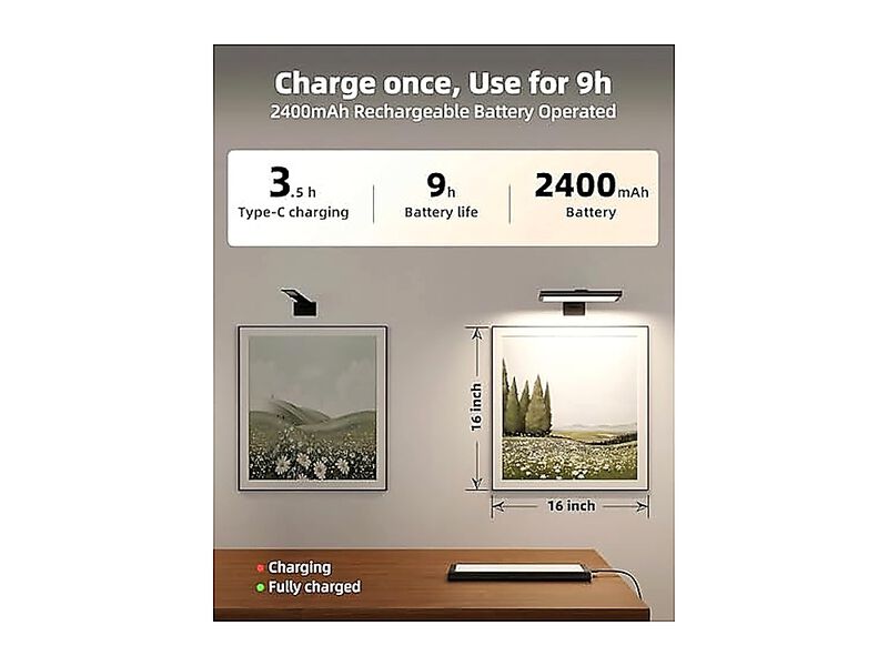 Light Wall Rechargeable 2400mAh Lights Wireless IR Remote 3 Color Dimmable 7 LED image number 2