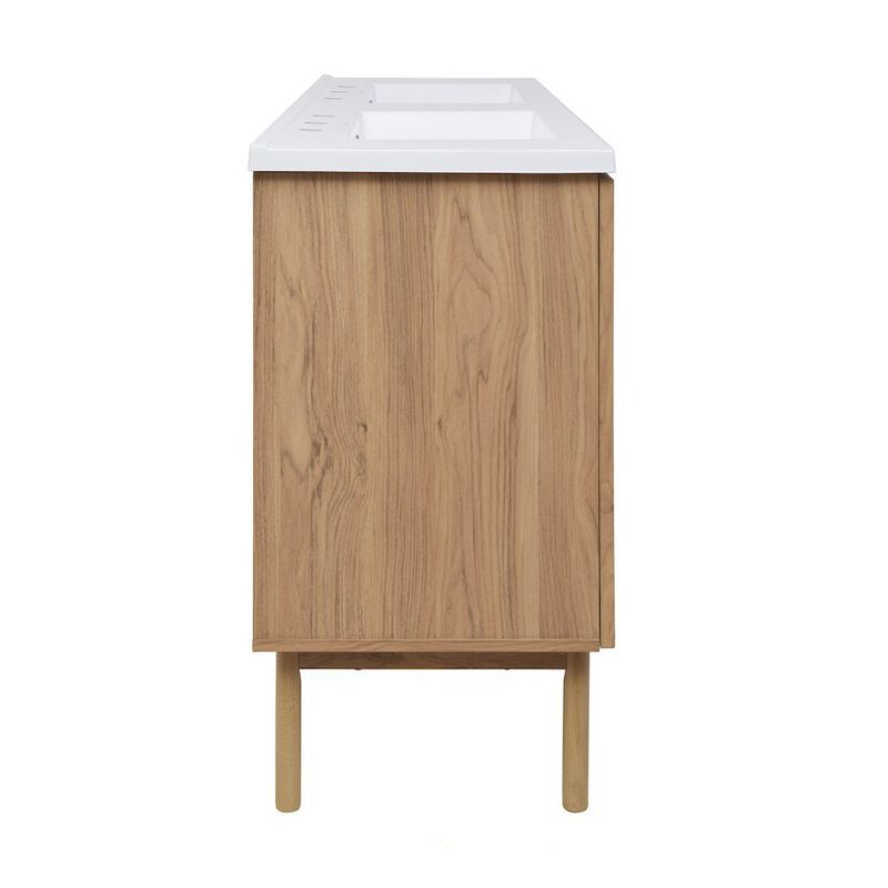 60" Freestanding Bathroom Vanity with 3-Hole Widespread Sink Top image number 7
