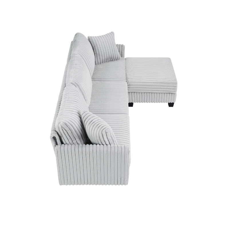 Dwedef L‑Shaped Corduroy Sectional Sofa image number 7