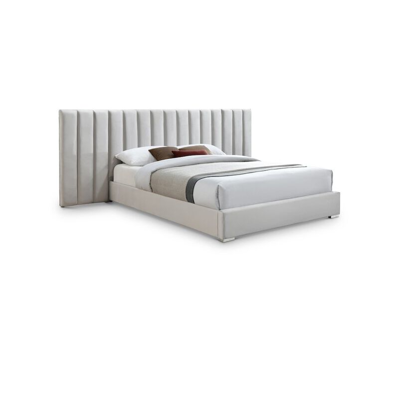 Meridian Furniture Pablo Cream Velvet Queen Bed